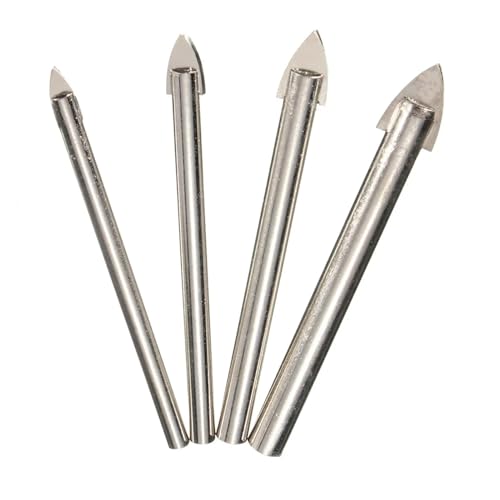 4-teiliges Mittelbohrer-Set mit silberner Dreiecksspitze, Hartmetall-Fliesenglas-Bohrer-Set, 4 mm, 6 mm, 8 mm, 10 mm, for Heimwerker, Gläser, Holz, Bohren von zyzZSRHZYZ