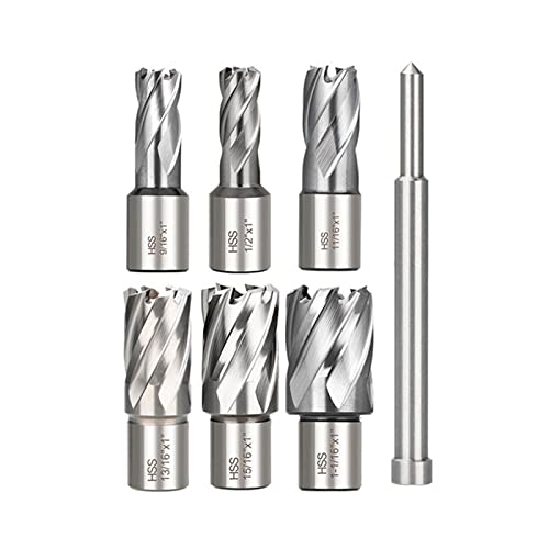 Bohrer HSS Ringschneider 7 Stück 1/2" bis 1-1/16" Slugger Bits for Mag Drill mit Pin Weldon Schaft Lochsägenschneider von zyzZSRHZYZ