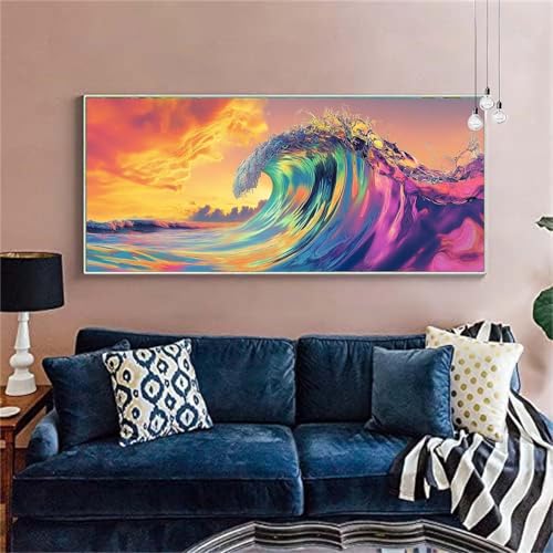 Diamond Painting Abstraktion Diamond Painting Erwachsene Groß 80x200cm Diamant Painting Bilder Wellen(2)Diamond Painting Kinder Craft Diamant Kunst Malerei Set Zimmer Deko, Geschenke für Frauen X-25 von zzgoanguo