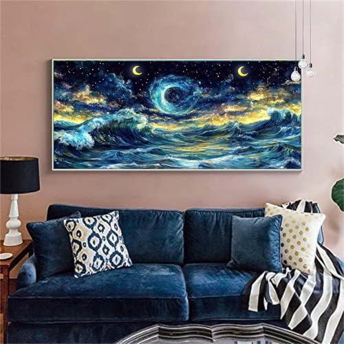 Diamond Painting Erwachsene/Kinder, Abstraktion Diamond Painting Meer Malen nach Zahlen Groß Diamant Cross Stickerei Malerei Diamant Painting Bilder für Deko Wohnzimmer MädchenGeschenk 90x180cm X-24 von zzgoanguo