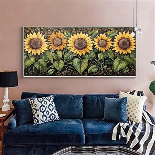 Diamond Painting Erwachsene/Kinder, Blumen. Diamond Painting Sonnenblume(3)Malen nach Zahlen Groß Full Diamant Malerei Diamant Painting Bilder für Deko Wohnzimmer MädchenGeschenk 100x200cm X-177 von zzgoanguo