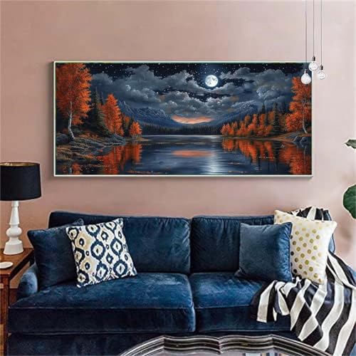 Diamond Painting Erwachsene/Kinder, Herbst Diamond Painting Landschaft Malen nach Zahlen Groß Full Diamant Malerei Diamant Painting Bilder Set für Deko Wohnzimmer MädchenGeschenk 20x50cm X-336 von zzgoanguo