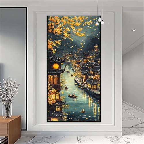 Diamond Painting Erwachsene/Kinder, Japan Diamond Painting Landschaft Malen nach Zahlen Groß Full Diamant Malerei Diamant Painting Bilder Set für Deko Wohnzimmer MädchenGeschenk 100x200cm X-957 von zzgoanguo