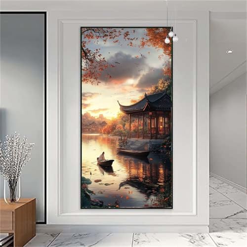 Diamond Painting Erwachsene/Kinder, Landschaft Diamond Painting China Malen nach Zahlen Groß Full Diamant Malerei Diamant Painting Bilder Set für Deko Wohnzimmer MädchenGeschenk 100x200cm X-879 von zzgoanguo