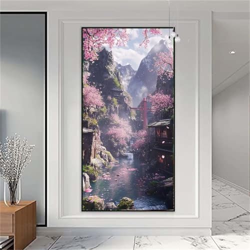 Diamond Painting Erwachsene/Kinder, Landschaft Diamond Painting Japan Malen nach Zahlen Groß Full Diamant Malerei Diamant Painting Bilder Set für Deko Wohnzimmer MädchenGeschenk 100x200cm X-852 von zzgoanguo