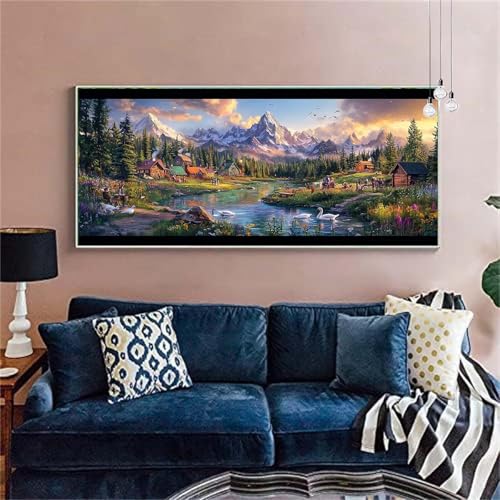 Diamond Painting Erwachsene/Kinder, Landschaft Diamond Painting Kleinstadt Malen nach Zahlen Groß Full Diamant Malerei Diamant Painting Bilder für Deko Wohnzimmer MädchenGeschenk 100x200cm X-261 von zzgoanguo