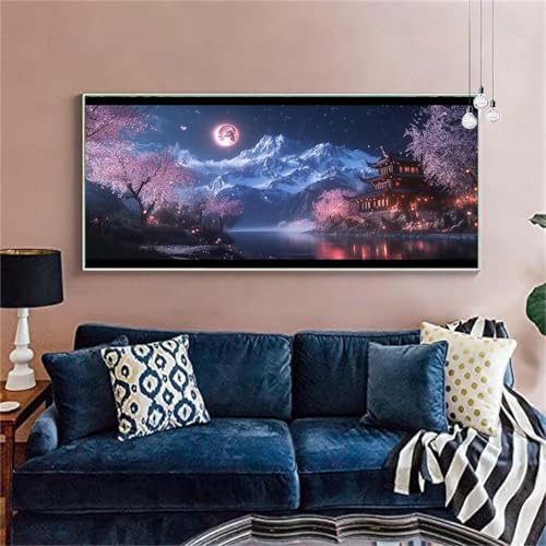 Diamond Painting Erwachsene/Kinder, Landschaft Diamond Painting Mond Malen nach Zahlen Groß Diamant Cross Stickerei Malerei Diamant Painting Bilder für Deko Wohnzimmer MädchenGeschenk 20x50cm X-264 von zzgoanguo