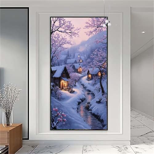 Diamond Painting Erwachsene/Kinder, Landschaft Diamond Painting Winter Malen nach Zahlen Groß Full Diamant Malerei Diamant Painting Bilder Set für Deko Wohnzimmer MädchenGeschenk 80x200cm X-828 von zzgoanguo