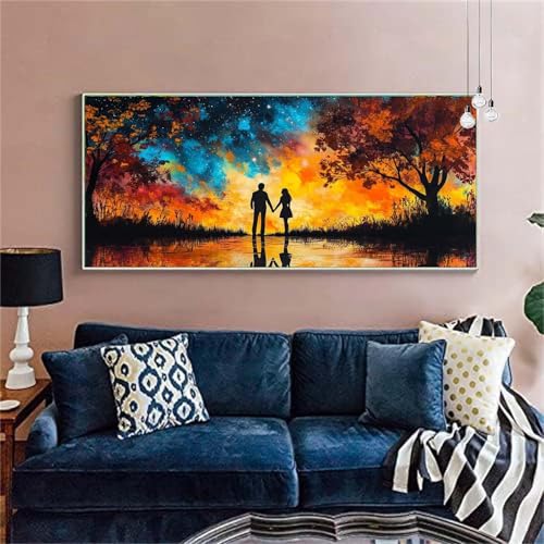 Diamond Painting Erwachsene/Kinder, Paar Diamond Painting Phantasie Malen nach Zahlen Groß Diamant Cross Stickerei Malerei Diamant Painting Bilder für Deko Wohnzimmer MädchenGeschenk 40x80cm X-330 von zzgoanguo