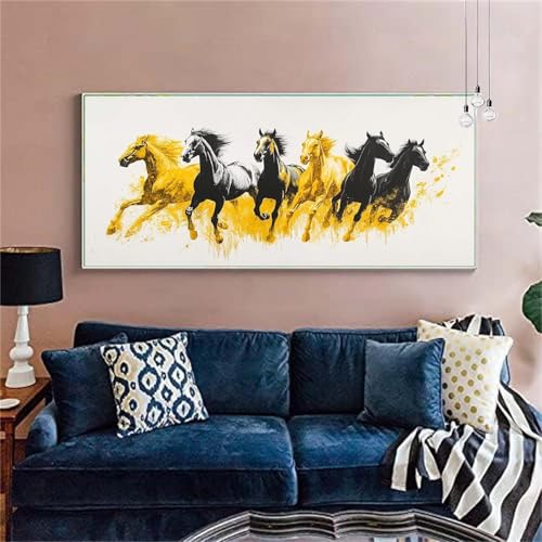 Diamond Painting Erwachsene/Kinder, Pferd Diamond Painting Familie Malen nach Zahlen Groß Diamant Cross Stickerei Malerei Diamant Painting Bilder für Deko Wohnzimmer MädchenGeschenk 100x200cm X-273 von zzgoanguo