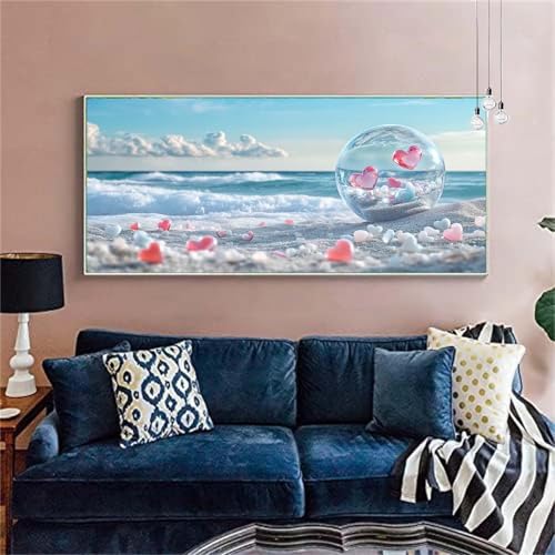 Diamond Painting Erwachsene/Kinder, Strand Diamond Painting Herz Malen nach Zahlen Groß Full Diamant Cross Stickerei Malerei Diamant Painting Bilder für Deko Wohnzimmer MädchenGeschenk 80x160cm X-525 von zzgoanguo