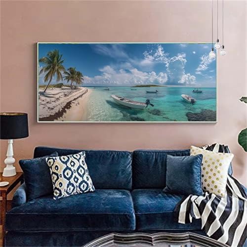 Diamond Painting Erwachsene/Kinder, Strand Diamond Painting Landschaften Malen nach Zahlen Groß Full Diamant Malerei Diamant Painting Bilder Set für Deko Wohnzimmer MädchenGeschenk 80x200cm X-156 von zzgoanguo