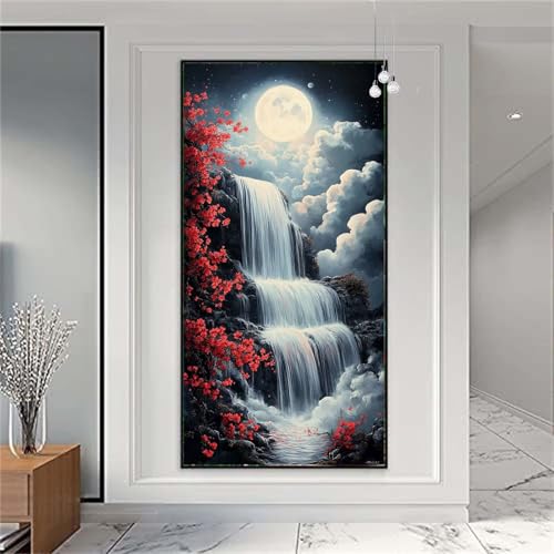 Diamond Painting Erwachsene/Kinder, Wasserfall Diamond Painting Landschaft Malen nach Zahlen Groß Full Diamant Malerei Diamant Painting Bilder für Deko Wohnzimmer MädchenGeschenk 100x200cm X-942 von zzgoanguo