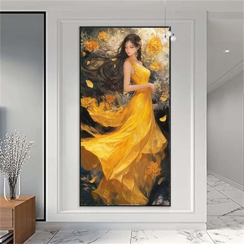 Diamond Painting Erwachsene/Kinder,Frau. Diamond Painting Blume Malen nach Zahlen Groß Diamant Cross Stickerei Malerei Diamant Painting Bilder für Deko Wohnzimmer MädchenGeschenk 60x150cm X-918 von zzgoanguo