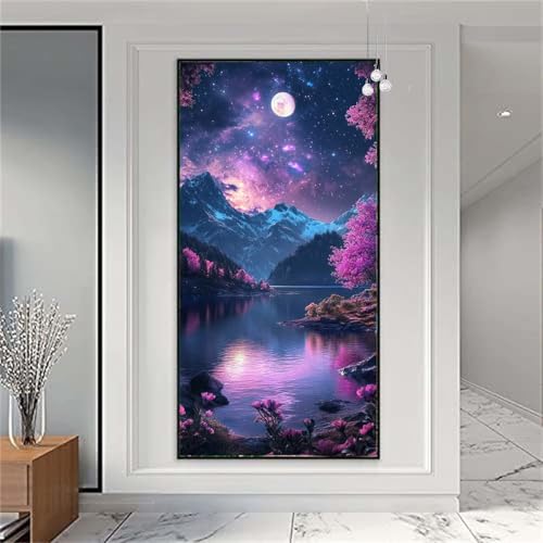 Diamond Painting Erwachsene/Kinder,Landschaft Diamond Painting Mond Malen nach Zahlen Groß Diamant Cross Stickerei Malerei Diamant Painting Bilder Deko Wohnzimmer MädchenGeschenk 80x200cm X-876 von zzgoanguo