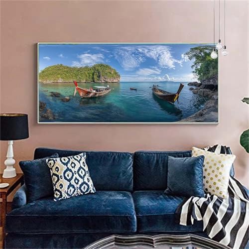 Diamond Painting Erwachsene/Kinder,Meer Diamond Painting Landschaft(4)Malen nach Zahlen Groß Diamant Cross Stickerei Malerei Diamant Painting Bilder Deko Wohnzimmer MädchenGeschenk 80x200cm X-129 von zzgoanguo