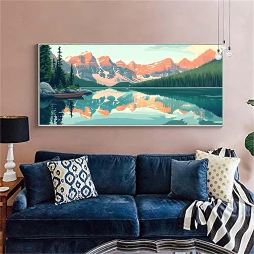 Diamond Painting Erwachsene/Kinder,See Diamond Painting Landschaft(2)Malen nach Zahlen Groß Full Diamant Cross Stickerei Malerei Diamant Painting Bilder Deko Wohnzimmer MädchenGeschenk 80x200cm X-159 von zzgoanguo