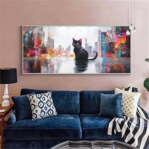 Diamond Painting Erwachsene/Kinder,Städte Diamond Painting Katze Malen nach Zahlen Groß Diamant Cross Stickerei Malerei DIY 5D Diamant Painting Bilder Deko Wohnzimmer MädchenGeschenk 90x180cm X-9 von zzgoanguo