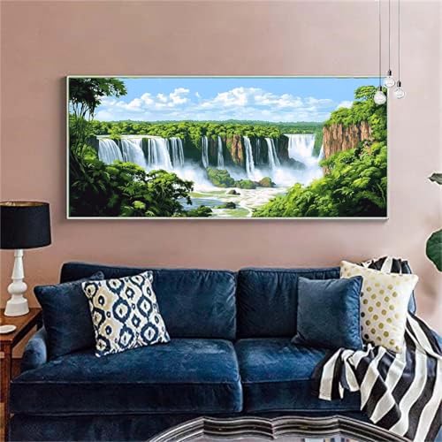 Diamond Painting Erwachsene Groß 100x200cm Wasserfall Diamant Painting Bilder Landschaft Diamond Painting Kinder DIY Diamant Malerei mit Diamond Painting Zubehör Mosaikherstellung Bastelset X-326 von zzgoanguo