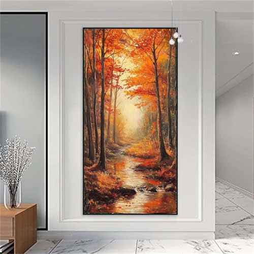 Diamond Painting Erwachsene Groß 20x50cm Herbst Diamant Painting Bilder Landschaft Diamond Painting Kinder DIY Vollbohrer Diamant Malerei mit Diamond Painting Zubehör Stickerei Set Bastelset X-953 von zzgoanguo