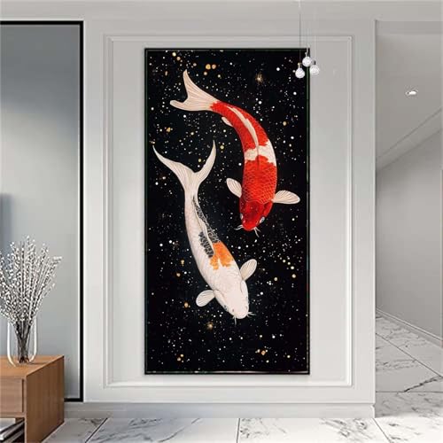 Diamond Painting Erwachsene Groß 20x50cm Japan Diamant Painting Bilder Koi Diamond Painting Kinder Vollbohrer Diamant Malerei mit Diamond Painting Zubehör Mosaikherstellung Stickerei Bastelset X-962 von zzgoanguo