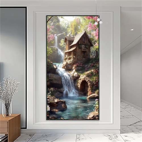 Diamond Painting Erwachsene Groß 20x50cm Wasserfall Diamant Painting Bilder Landschaft Diamond Painting Kinder DIY Diamant Malerei mit Diamond Painting Zubehör Mosaikherstellung Bastelset X-941 von zzgoanguo