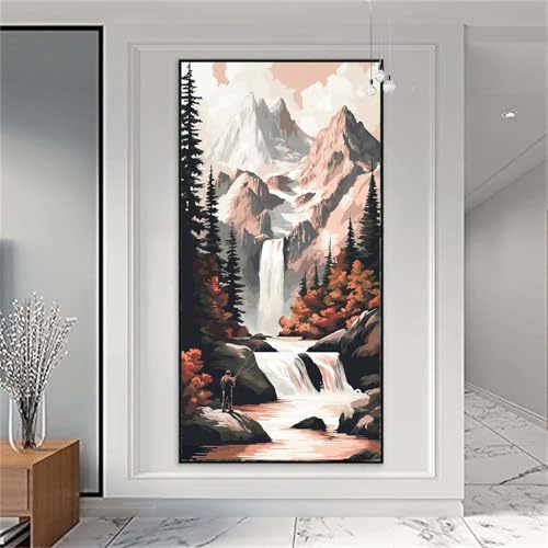 Diamond Painting Erwachsene Groß 20x50cm Wasserfall Diamant Painting Bilder Landschaft Diamond Painting Kinder DIY Diamant Malerei mit Diamond Painting Zubehör Mosaikherstellung Bastelset X-944 von zzgoanguo