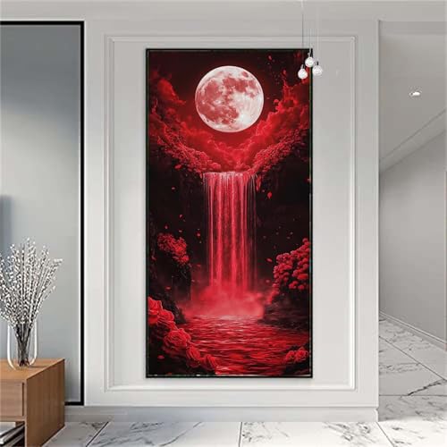 Diamond Painting Erwachsene Groß 20x50cm Wasserfall Diamant Painting Bilder Mond Diamond Painting Kinder DIY Diamant Malerei mit Diamond Painting Zubehör Mosaikherstellung Stickerei Bastelset X-947 von zzgoanguo