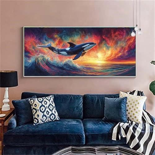 Diamond Painting Erwachsene Groß 40x80cm Fantasie Diamant Painting Bilder Walfisch(2)Diamond Painting Kinder DIY Vollbohrer Diamant Malerei mit Diamond Painting Zubehör Stickerei Bastelset X-281 von zzgoanguo