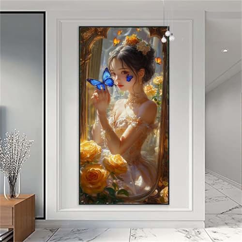 Diamond Painting Erwachsene Groß 50x100cm Frau. Diamant Painting Bilder Schmetterling Diamond Painting Kinder DIY Vollbohrer Diamant Malerei mit Diamond Painting Zubehör Stickerei Bastelset X-917 von zzgoanguo