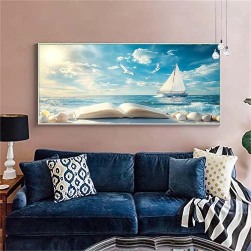 Diamond Painting Erwachsene Groß 50x100cm Meer Diamant Painting Bilder Segelboot Diamond Painting Kinder DIY Diamant Malerei mit Diamond Painting Zubehör Mosaikherstellung Stickerei Bastelset X-125 von zzgoanguo