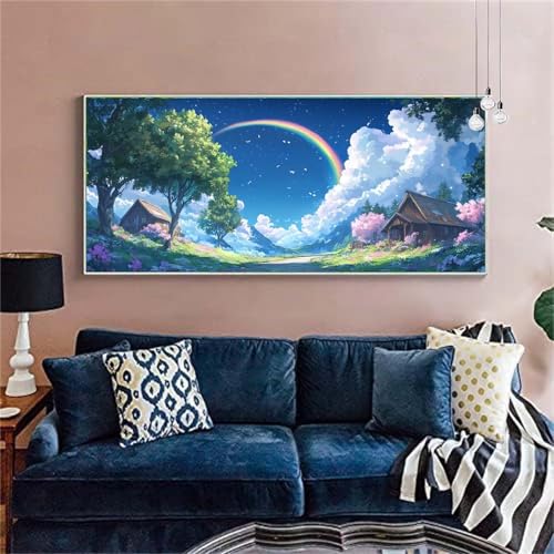 Diamond Painting Erwachsene Groß 80x200cm Regenbogen Diamant Painting Bilder Ländlich Diamond Painting Kinder DIY Vollbohrer Diamant Malerei mit Diamond Painting Zubehör Stickerei Bastelset X-2 von zzgoanguo