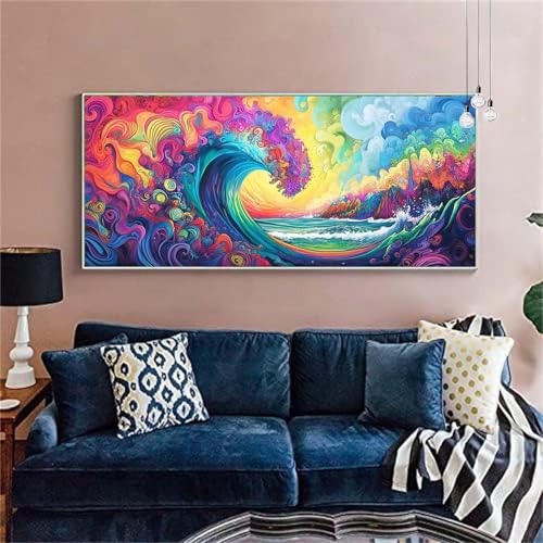 Diamond Painting Erwachsene Groß 90x180cm Abstraktion Diamant Painting Bilder Meereswelle Diamond Painting Kinder DIY Diamant Malerei mit Diamond Painting Zubehör Mosaikherstellung Bastelset X-26 von zzgoanguo