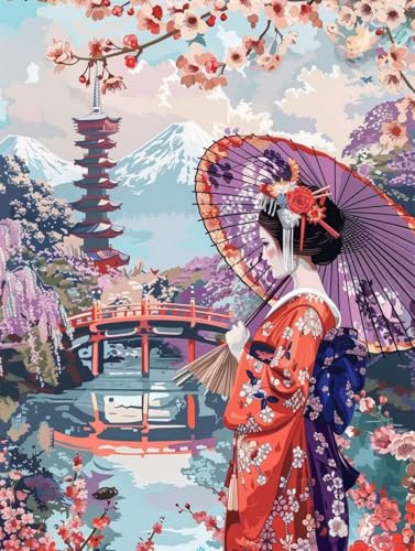 Diamond Painting Japan Schönheit Set für Erwachsene groß xxl 25x30cm，DIY Diamant Painting Malen nach Zahlen Diamant Anfänger，Full Square Drill Cross Stickerei Malerei Kunst Kit für Wand Home Decor B20 von zzgoanguo