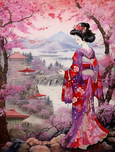 Diamond Painting Japan Schönheit Set für Erwachsene groß xxl 25x30cm，DIY Diamant Painting Malen nach Zahlen Diamant Anfänger，Full Square Drill Cross Stickerei Malerei Kunst Kit für Wand Home Decor B18 von zzgoanguo