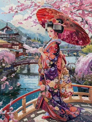 Diamond Painting Japan Schönheit Set für Erwachsene groß xxl 30x40cm，DIY Diamant Painting Malen nach Zahlen Diamant Anfänger，Full Square Drill Cross Stickerei Malerei Kunst Kit für Wand Home Decor B19 von zzgoanguo