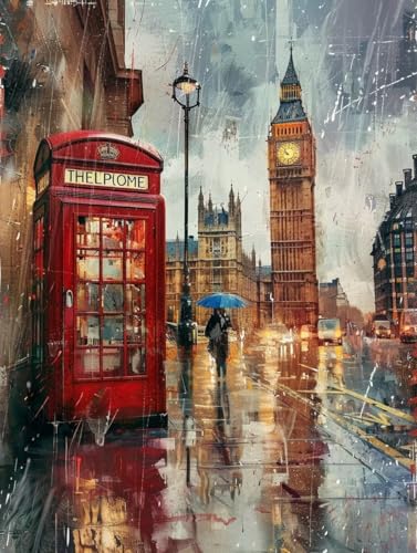 Diamond Painting London Straßenansicht Set für Erwachsene groß xxl 25x30cm，DIY Diamant Painting Malen nach Zahlen Anfänger，Full Square Drill Cross Stickerei Malerei Kunst Kit für Wand Home Decor C9 von zzgoanguo