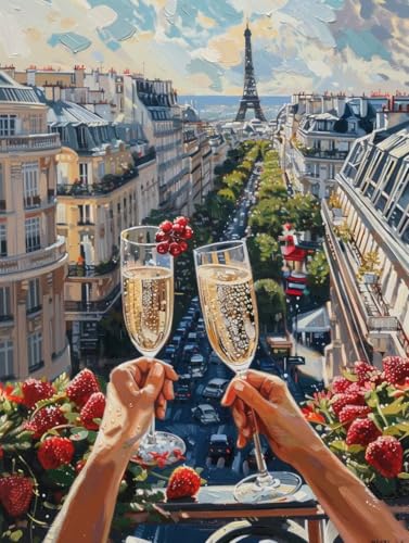 Diamond Painting Paris Sekt Set für Erwachsene groß xxl 80x100cm，DIY 5D Diamant Painting Malen nach Zahlen Diamant Anfänger，Full Square Drill Cross Stickerei Malerei Kunst Kit für Wand Home Decor D6 von zzgoanguo