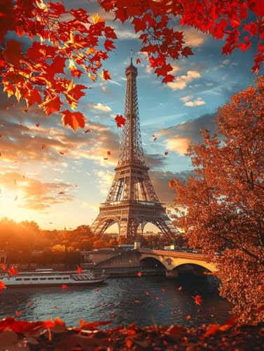 Diamond Painting Paris Set für Erwachsene groß xxl 25x30cm DIY 5D Diamant Painting Sonnenuntergang Malen nach Zahlen,Full Rund Drill Diamant Malerei Kunst Kit für Wand Home Decor Geschenk 25x30cm Q414 von zzgoanguo