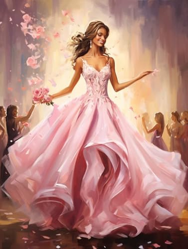 Diamond Painting Rosa Set für Erwachsene groß xxl 25x30cm DIY 5D Diamant Painting Schönheit Malen nach Zahlen,Rund Diamant Malerei Kunst Kit Cross Stickerei für Wand Home Decor Geschenk 25x30cm Q458 von zzgoanguo