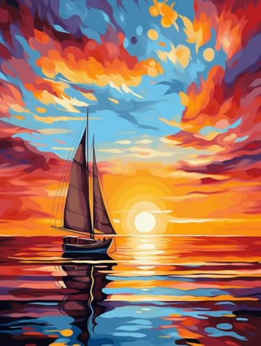 Diamond Painting Sonnenuntergang Set für Erwachsene groß xxl 30x40cmDiamant Painting Landschaft Malen nach Zahlen,Full Rund Drill Diamant Malerei Kunst Kit für Wand Home Decor Geschenk 30x40cm Q232 von zzgoanguo