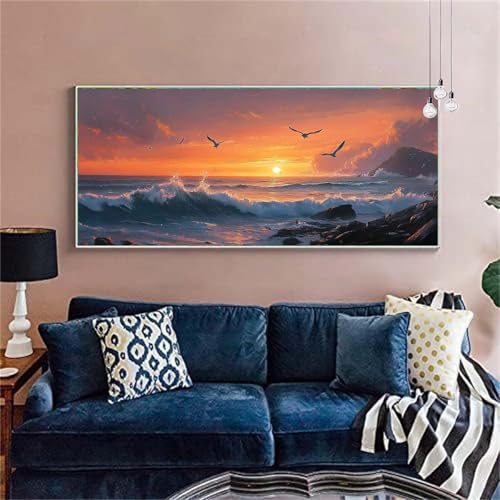 Diamond Painting Sonnenuntergang. Diamond Painting Erwachsene Groß 70x140cm Diamant Painting Bilder Meer Diamond Painting Kinder Diamant Kunst Malerei Set Zimmer Deko,Geschenke für Frauen X-379 von zzgoanguo