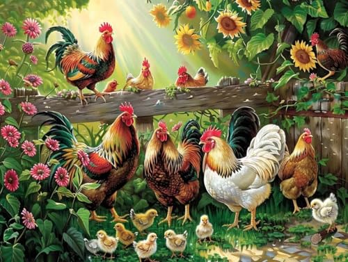 Diamond Painting Tier Huhn Set für Erwachsene groß xxl 25x30cm，DIY 5D Diamant Painting Malen nach Zahlen Diamant Anfänger，Full Square Drill Cross Stickerei Malerei Kunst Kit für Wand Home Decor C71 von zzgoanguo