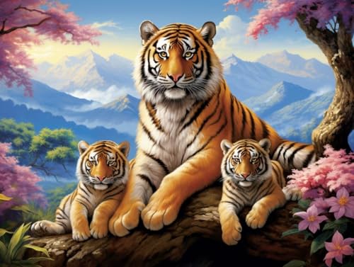 Diamond Painting Tier Set für Erwachsene groß xxl 25x30cmDiamant Painting Tiger Malen nach Zahlen,Full Rund Drill Diamant Malerei Kunst Kit Cross Stickerei für Wand Home Decor Geschenk 25x30cm Q454 von zzgoanguo