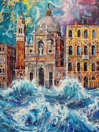 Diamond Painting Venedig Set für Erwachsene groß xxl 25x30cm DIY Diamant Painting Stadt Malen nach Zahlen Anfänger,Full Rund Drill Diamant Malerei Kunst Kit für Wand Home Decor Geschenk 25x30cm Q184 von zzgoanguo