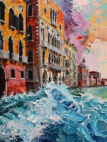 Diamond Painting Venedig Stadt Set für Erwachsene groß xxl 25x30cm，DIY Diamant Painting Malen nach Zahlen Diamant Anfänger，Full Square Drill Cross Stickerei Malerei Kunst Kit für Wand Home Decor B86 von zzgoanguo