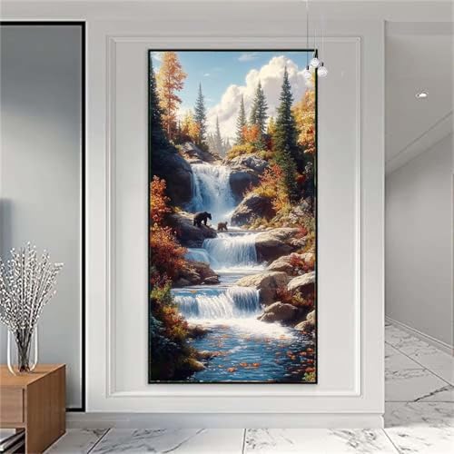 Diamond Painting Wasserfall Diamond Painting Erwachsene Groß 30x75cm Diamant Painting Bilder Landschaft Diamond Painting Kinder Full Diamant Kunst Malerei Set Zimmer Deko,Geschenke für Frauen X-943 von zzgoanguo