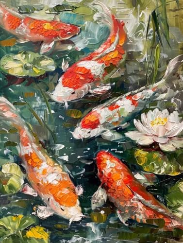 Diamond Painting japanisch Fisch Set für Erwachsene groß xxl 25x30cm，DIY Diamant Painting Malen nach Zahlen Diamant Anfänger，Full Square Drill Cross Stickerei Malerei Kunst Kit für Wand Home Decor B40 von zzgoanguo