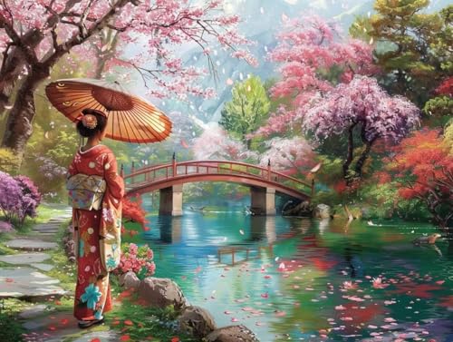 Diamond Painting japanisch Landschaft Set für Erwachsene groß xxl 25x30cm，DIY Diamant Painting Malen nach Zahlen Anfänger，Full Square Drill Cross Stickerei Malerei Kunst Kit für Wand Home Decor B54 von zzgoanguo