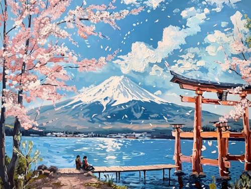 Diamond Painting japanisch Landschaft Set für Erwachsene groß xxl 60x90cm，DIY Diamant Painting Malen nach Zahlen Anfänger，Full Square Drill Cross Stickerei Malerei Kunst Kit für Wand Home Decor B80 von zzgoanguo